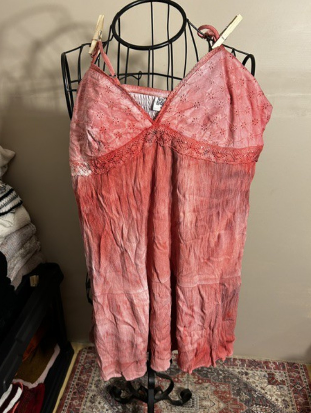 Boho Size Extra Large Womens Dress Pink Purple Xl Pretty Tie Dyed